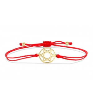 Bracelet fil rouge - etoile de David or